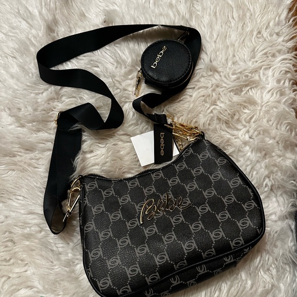 Be Gianna Monogram Crossbody Bag With Coin Purse Black NEW - Picture 2 of 7